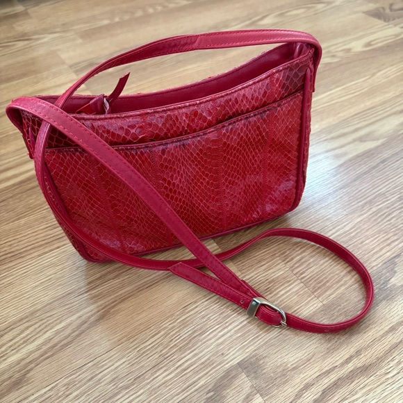 Vintage‎ Ganson cherry Red Snakeskin Shoulder Bag - Picture 5 of 12